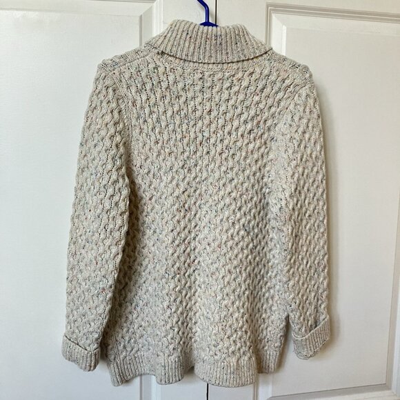 Lands' End Turtleneck Sweater Womens L cable Knit Speckled Fisherman - Picture 6 of 9